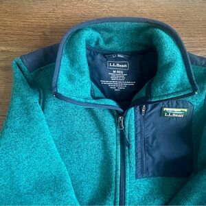 L.L. Bean Teal and Navy Zip-Up Fleece